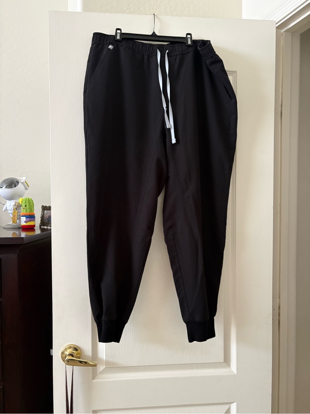 Figs Men's Black Joggers with White Drawstring